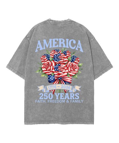 250 Years America Anniversary Double Sided Unisex Washed Christian T-shirt