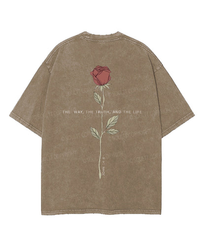 The Way , The Truth, And The Life Double Sided Unisex Washed Christian T-shirt