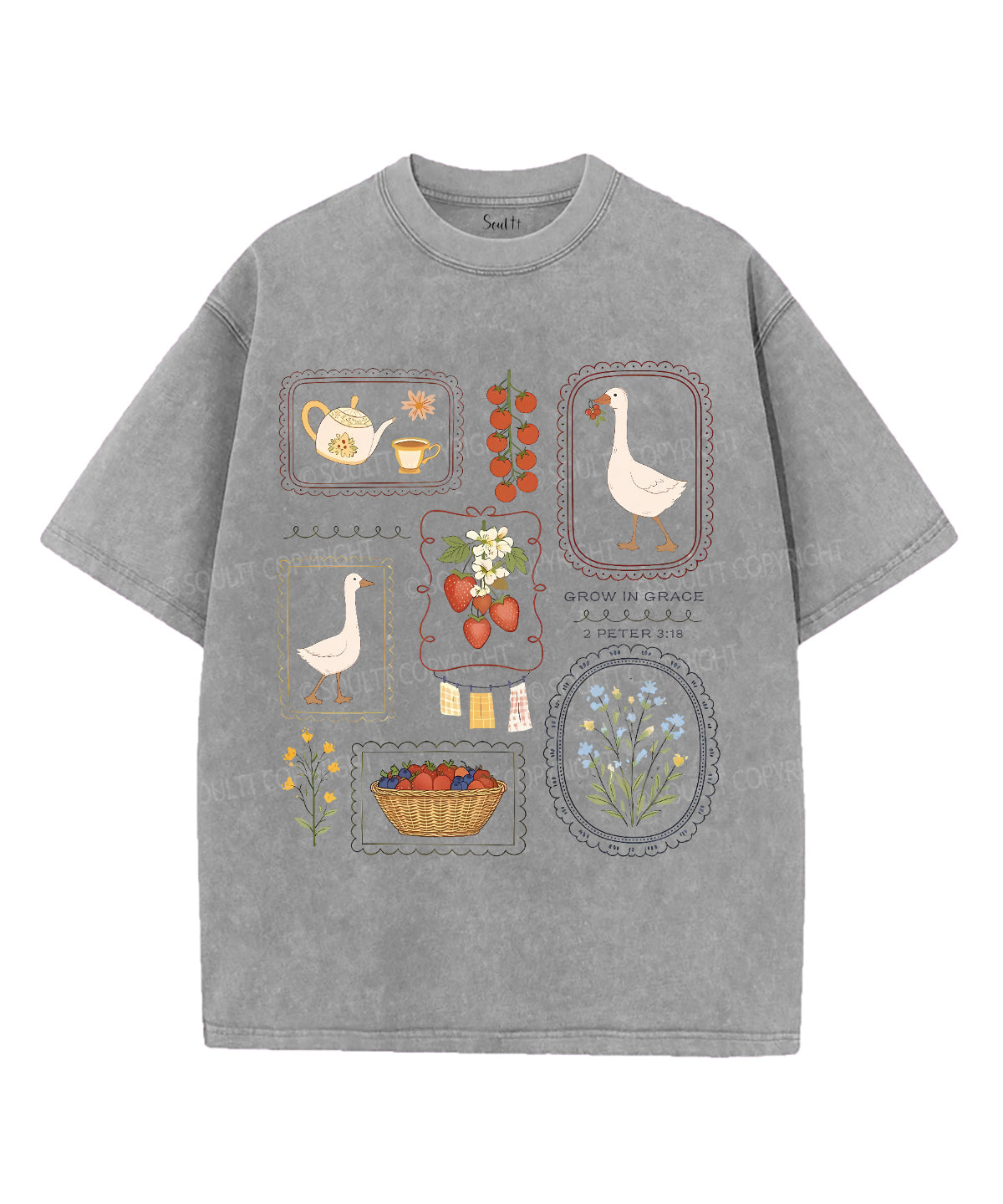 Grow In Grace Unisex Washed Christian T-shirt