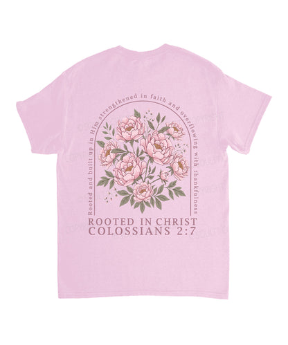 Rooted In Christ Double Sided Unisex Cotton Christian T-Shirt