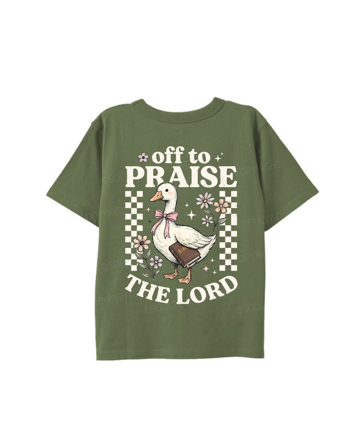 Kids Off To Praise The Lord Double Sided Cotton Christian T-shirt