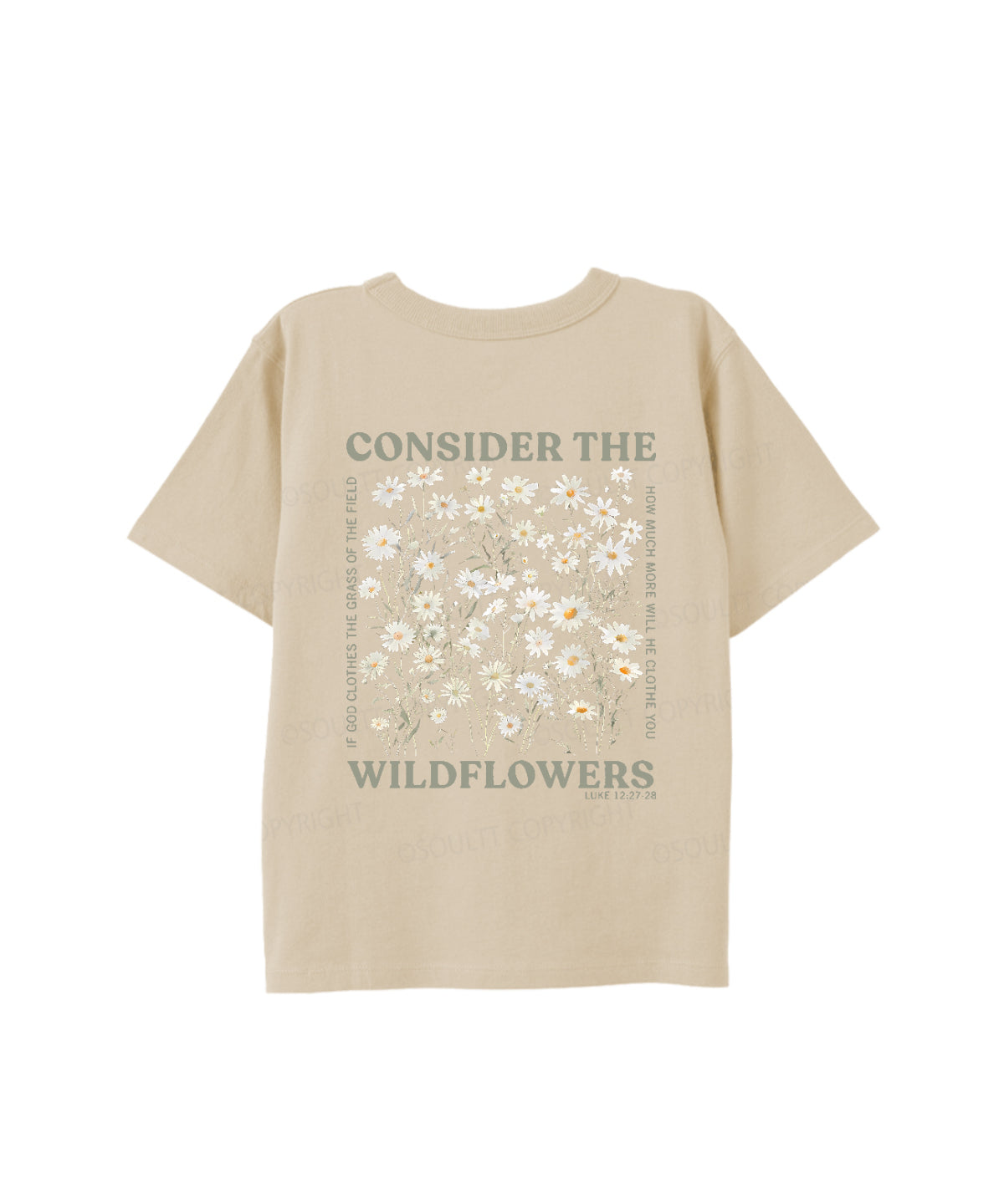 Kids Consider The Wildflowers Double Sided Cotton Christian T-shirt