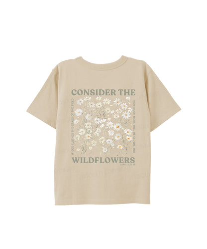 Kids Consider The Wildflowers Double Sided Cotton Christian T-shirt