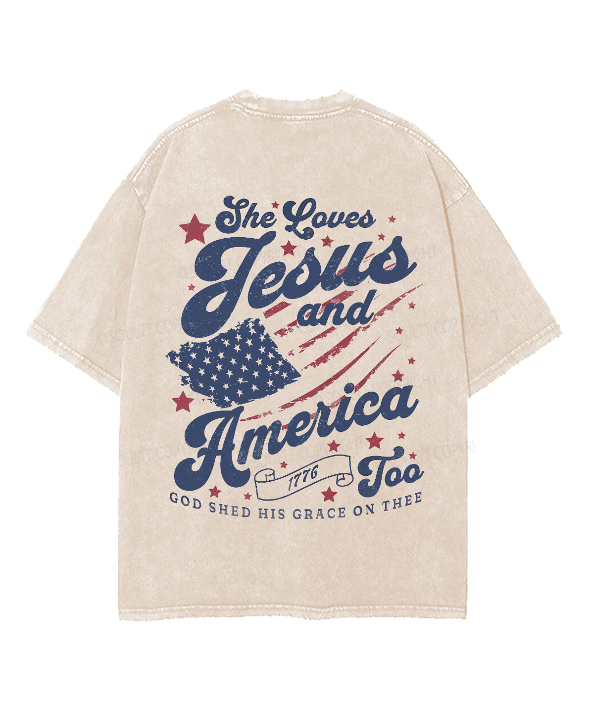 Love Jesus And America Too Double Sided Unisex Washed Christian T-shirt