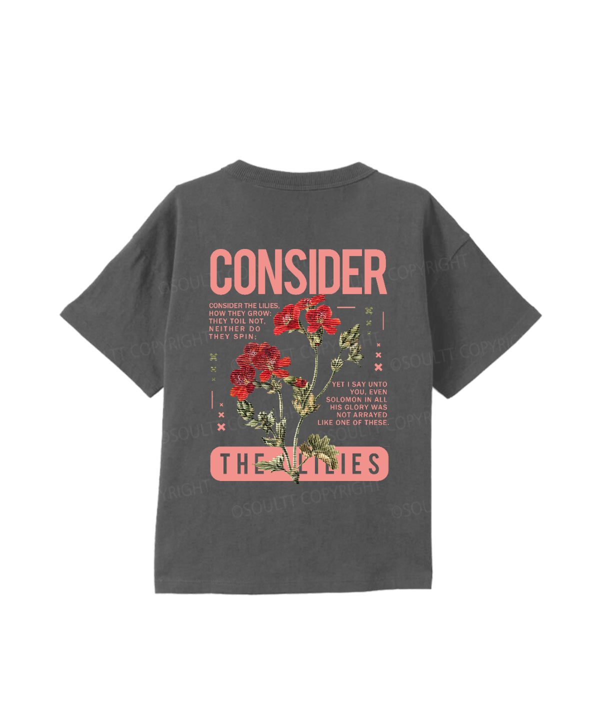 Kids Consider The Lilies Double Sided Cotton Christian T-shirt