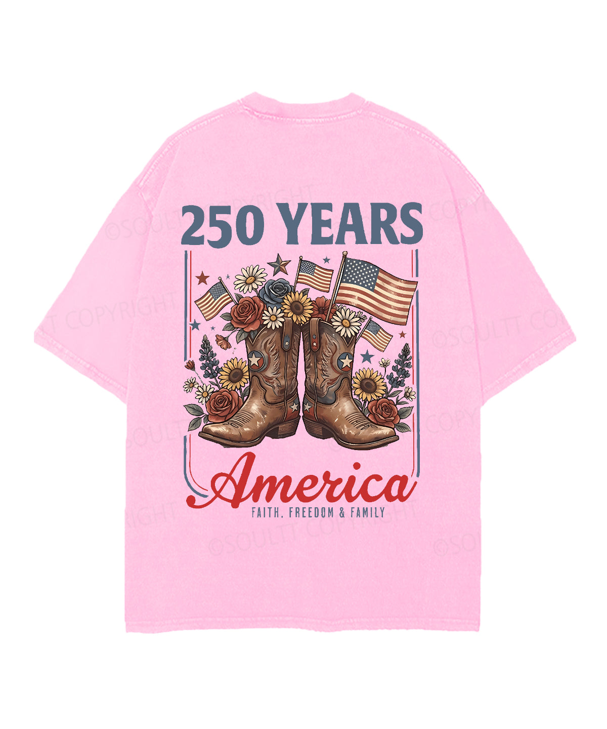 250 Years America Anniversary Double Sided Unisex Christian Washed T-Shirt & Shorts