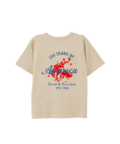 Kids 250 Years America Anniversary Double Sided Cotton Christian T-shirt