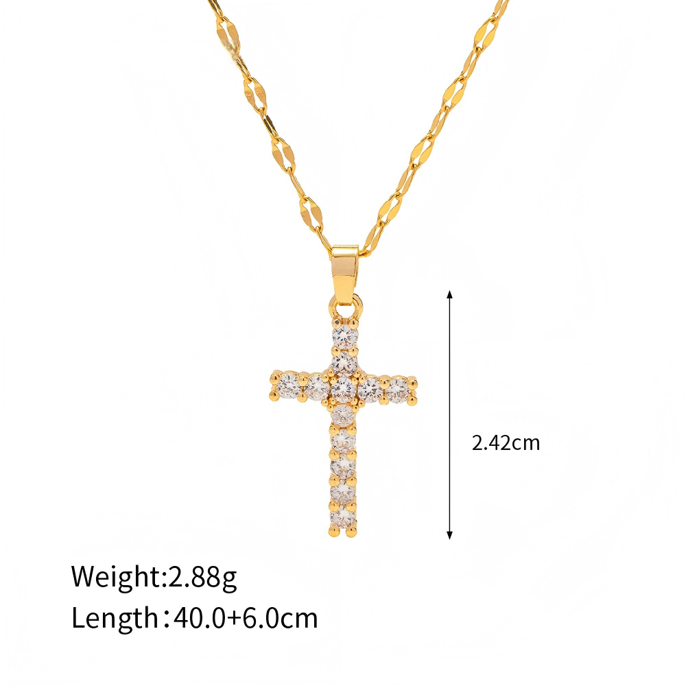 18k Gold Diamond-filled Luxury Cross Necklace