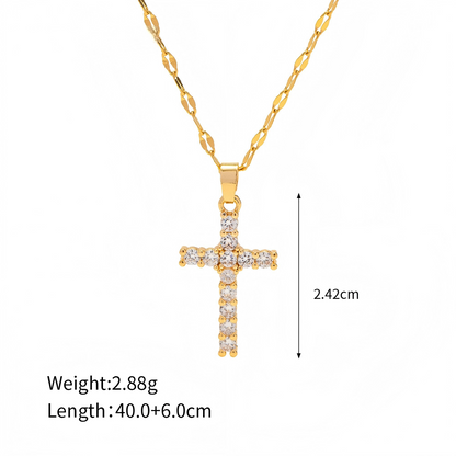 18k Gold Diamond-filled Luxury Cross Necklace