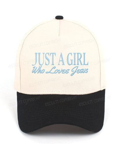 Just A Girl Who Loves Jesus Embroidered Christian Trucker Hat