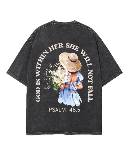 God Is Within Her Double Sided Unisex Washed Christian T-shirt