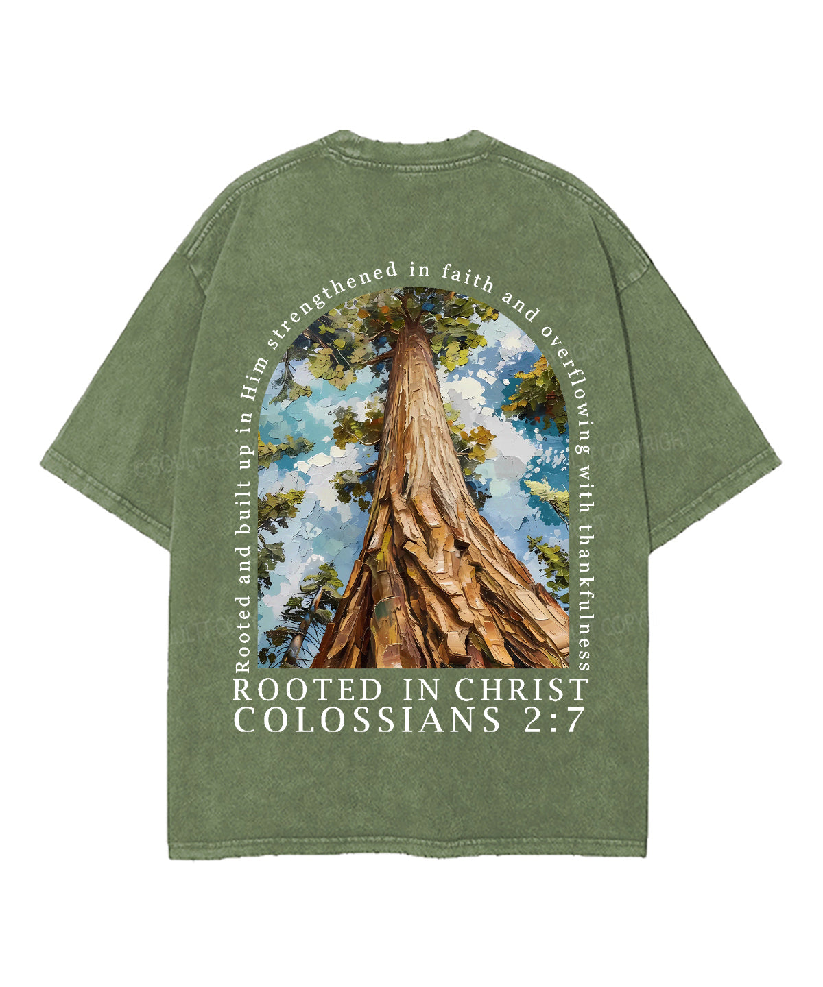 Rooted In Christ Double Sided Unisex Washed Christian T-shirt