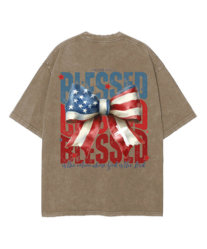 Blessed Is The Nation Whose God Is The Lord Unisex Washed Christian T-shirt