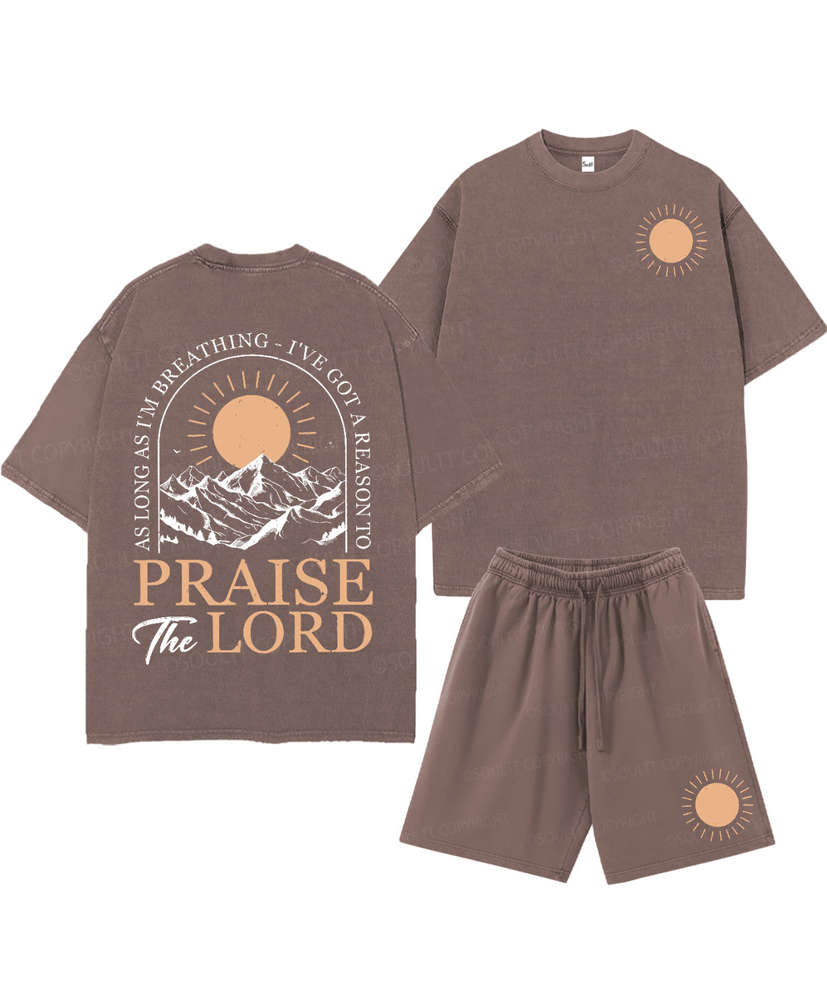 Praise The Lord Double Sided Unisex Christian Washed T-Shirt & Shorts