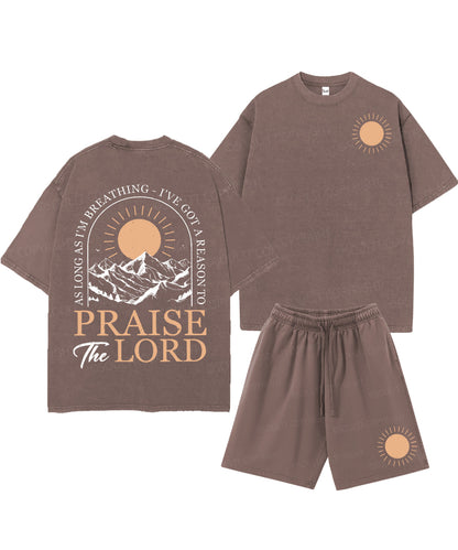 Praise The Lord Double Sided Unisex Christian Washed T-Shirt & Shorts