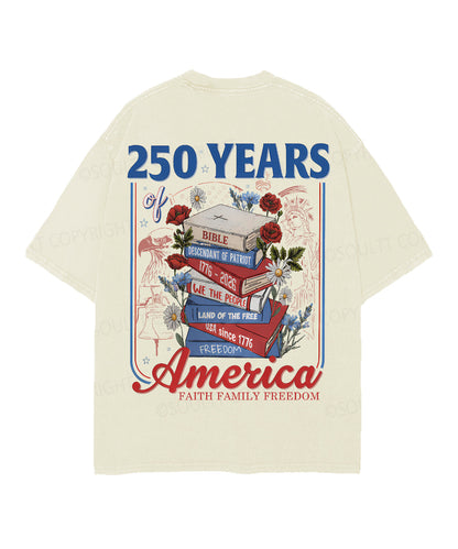 250 Years Of America Double Sided Unisex Christian Washed T-Shirt & Shorts