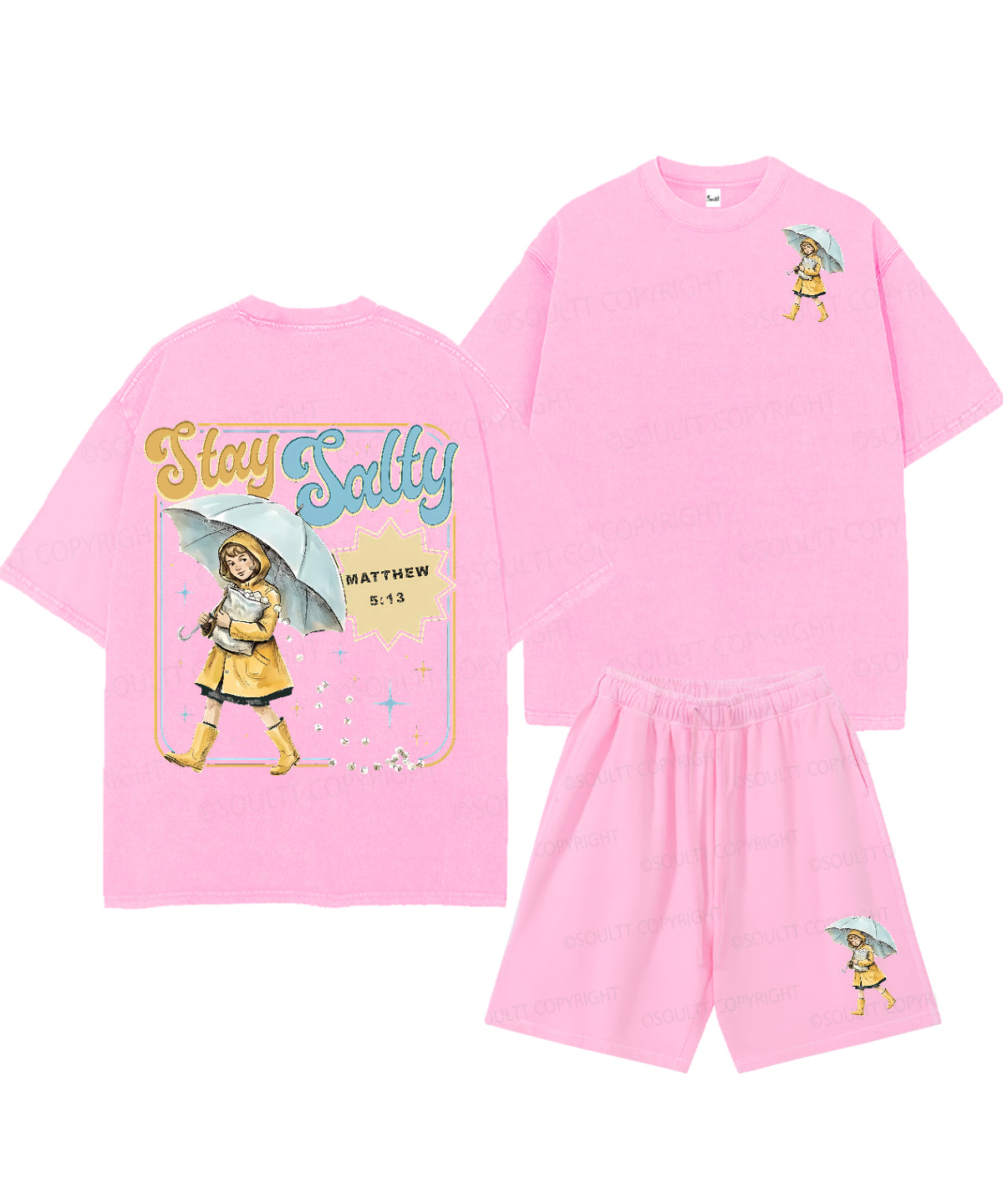 Stay Salty Double Sided Unisex Christian Washed T-Shirt & Shorts