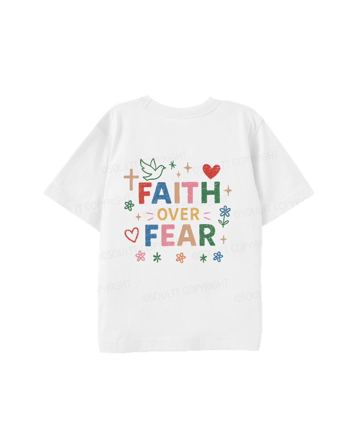 Kids Faith Over Fear Double Sided Cotton Christian T-shirt