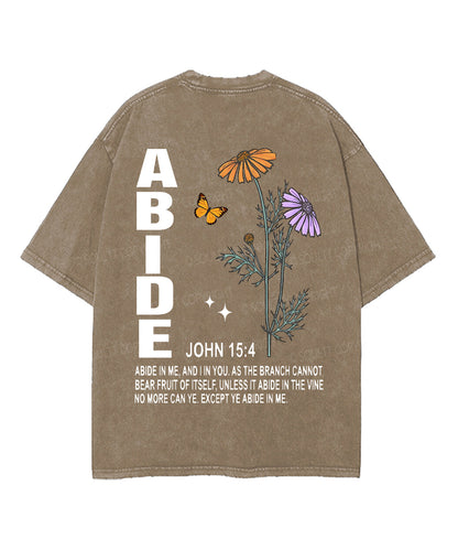 Abide In Me Double Sided Unisex Washed Christian T-shirt