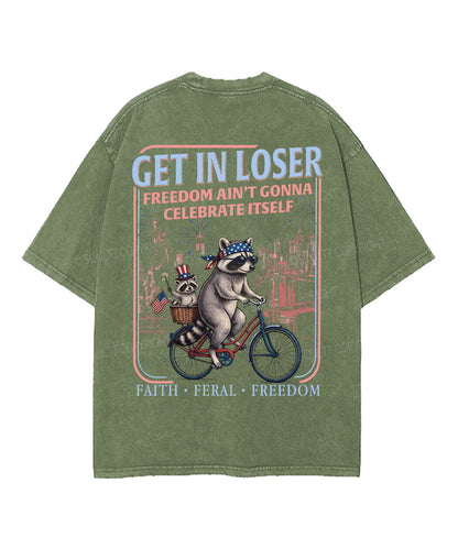 Freedom Ain't Gonna Celebtat Itself Double Sided Unisex Washed Christian T-shirt