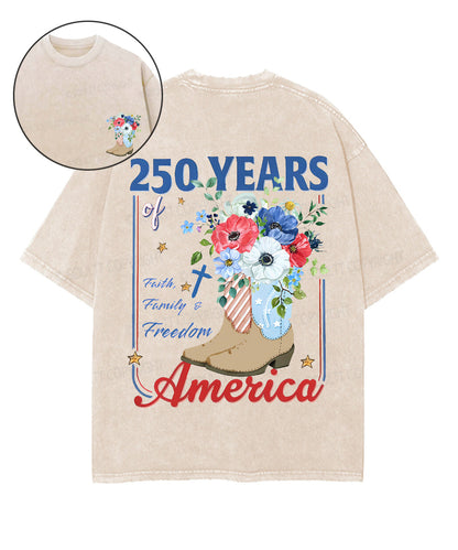 250 Years America Anniversary Double Sided Unisex Washed Christian T-shirt