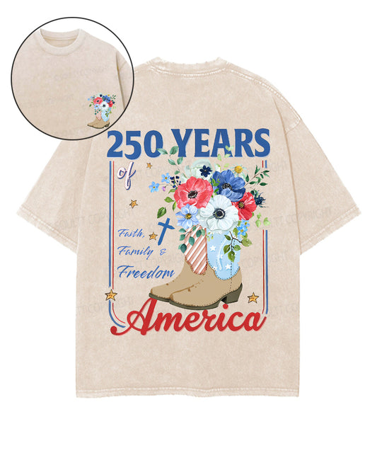 250 Years America Anniversary Double Sided Unisex Washed Christian T-shirt