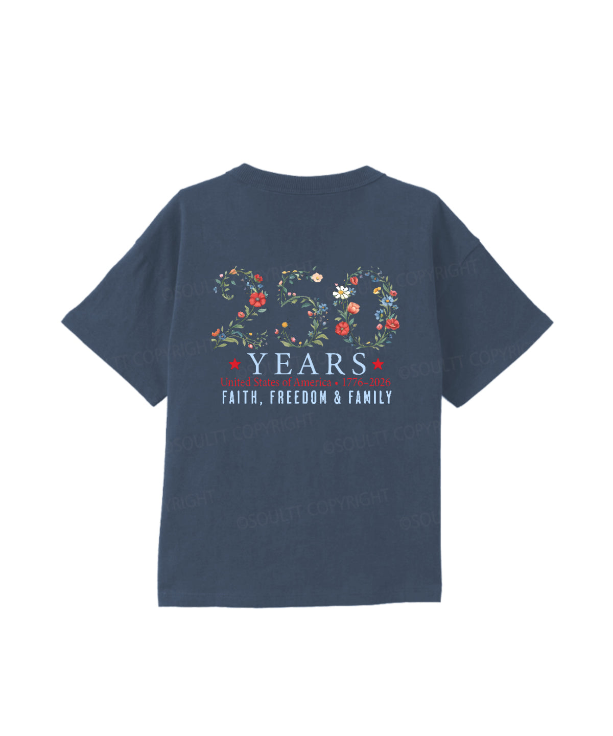 Kids 250 Years America Anniversary Double Sided Cotton Christian T-shirt