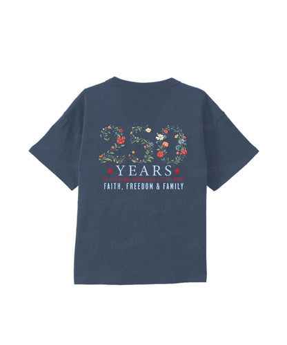 Kids 250 Years America Anniversary Double Sided Cotton Christian T-shirt