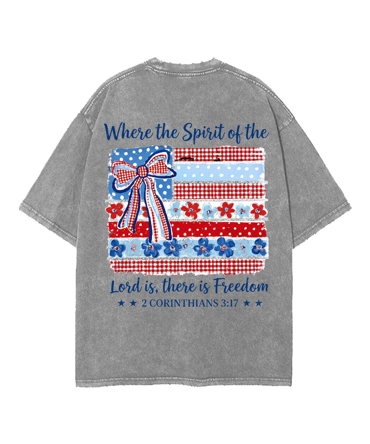 There Is Freedom Double Sided Unisex Washed Christian T-shirt