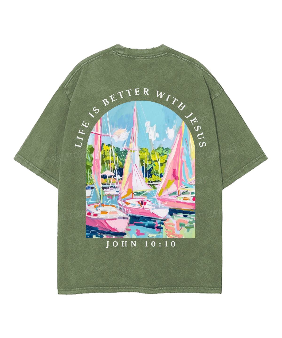 Life Is Better With Jesus Double Sided Unisex Washed Christian T-shirt