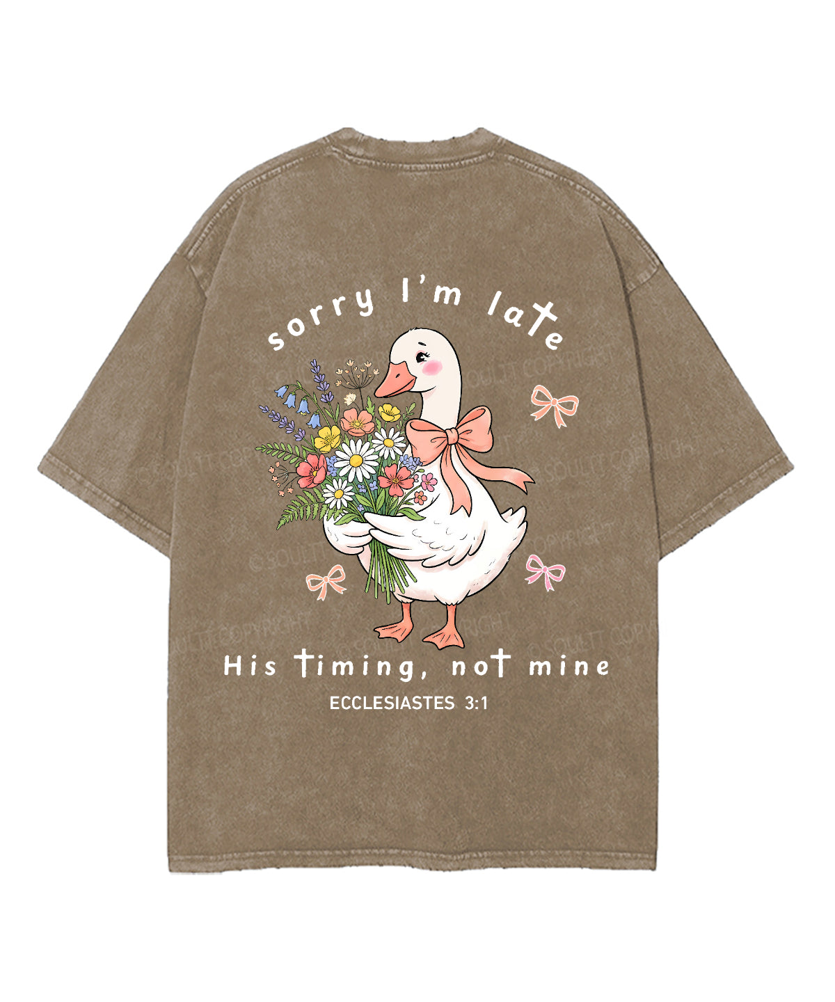 Sorry I’m Late, His Timing Not Mine Double Sided Unisex Washed Christian T-shirt
