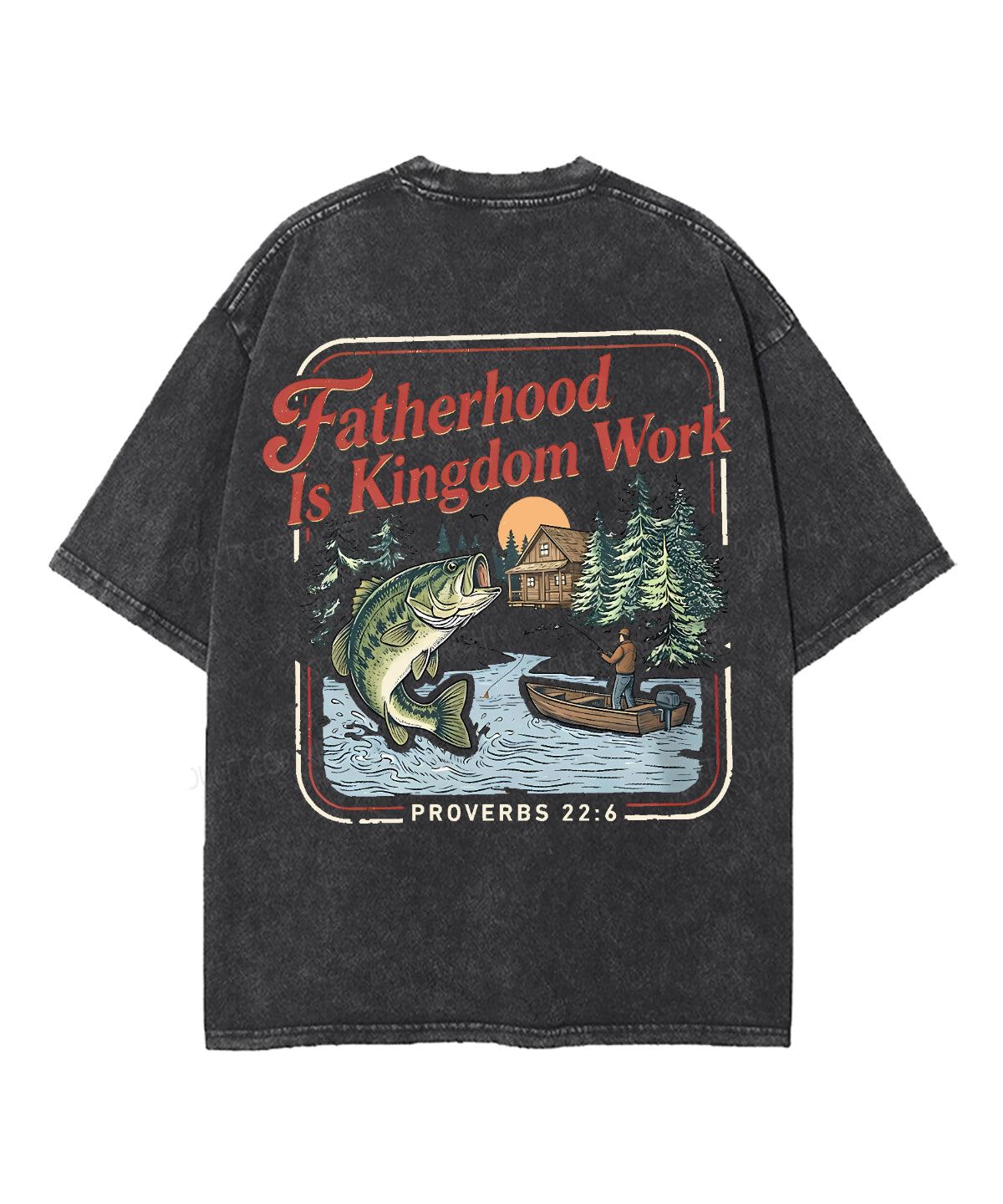 Fatherhood Is Kingdom Work Double Sided Unisex Washed Christian T-shirt