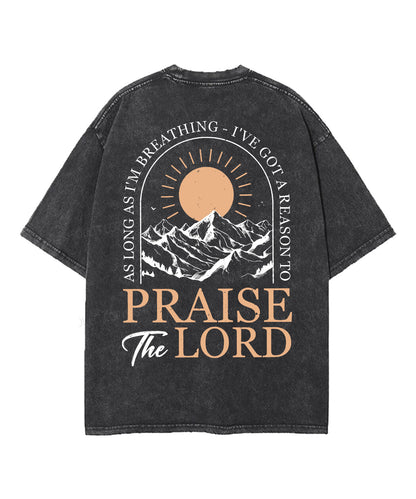 Praise The Lord Double Sided Unisex Washed Christian T-shirt
