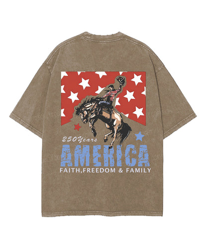 250 Years America Anniversary Double Sided Unisex Washed Christian T-shirt