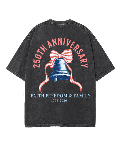 250 Years America Anniversary Double Sided Unisex Washed Christian T-shirt