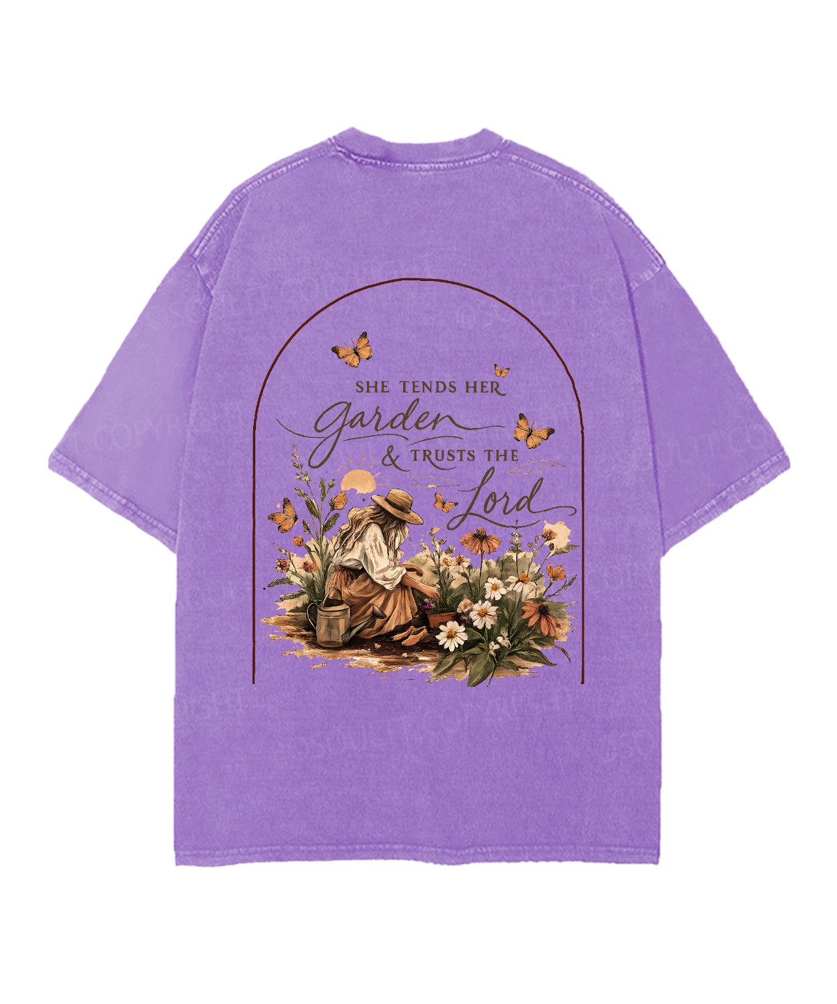 She Tends Her Garden Double Sided Unisex Christian Washed T-Shirt & Shorts