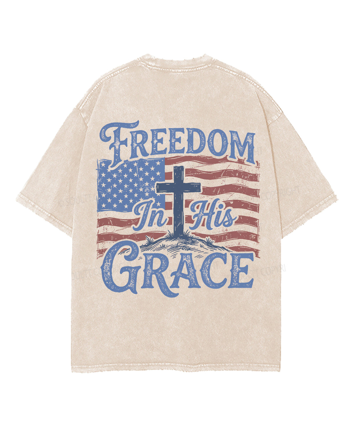 Freedom In His Grace Double Sided Unisex Washed Christian T-shirt
