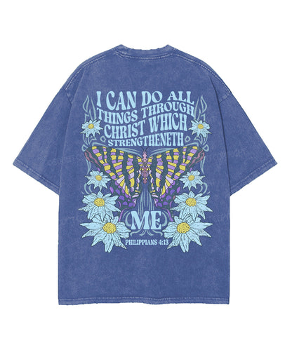 I Can Do All Things Through Christ Double Sided Unisex Washed Christian T-shirt