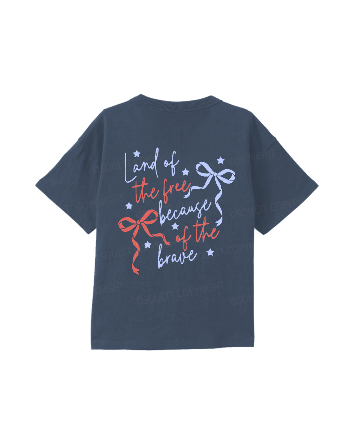 Kids Land Of The Free Because Of The Brave Double Sided Cotton Christian T-shirt