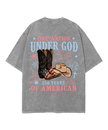 250 Years America Anniversary Double Sided Unisex Washed Christian T-shirt
