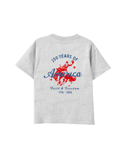 Kids 250 Years America Anniversary Double Sided Cotton Christian T-shirt