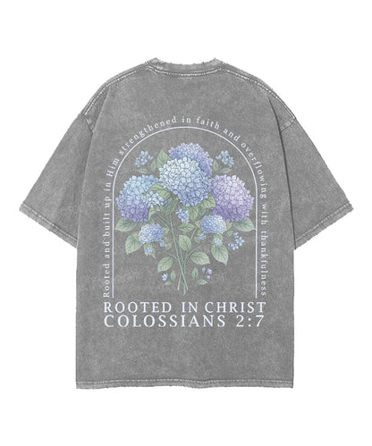 Rooted In Christ Double Sided Unisex Washed Christian T-shirt