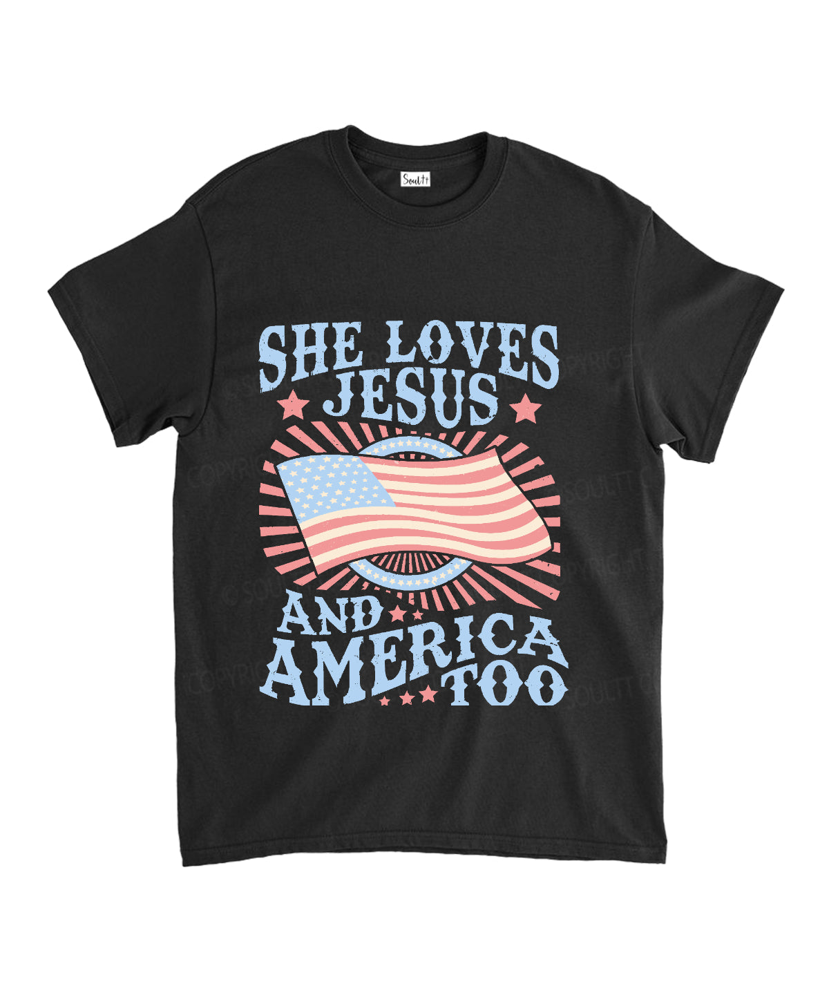 She Loves Jesus And America Too Unisex Cotton Christian T-Shirt