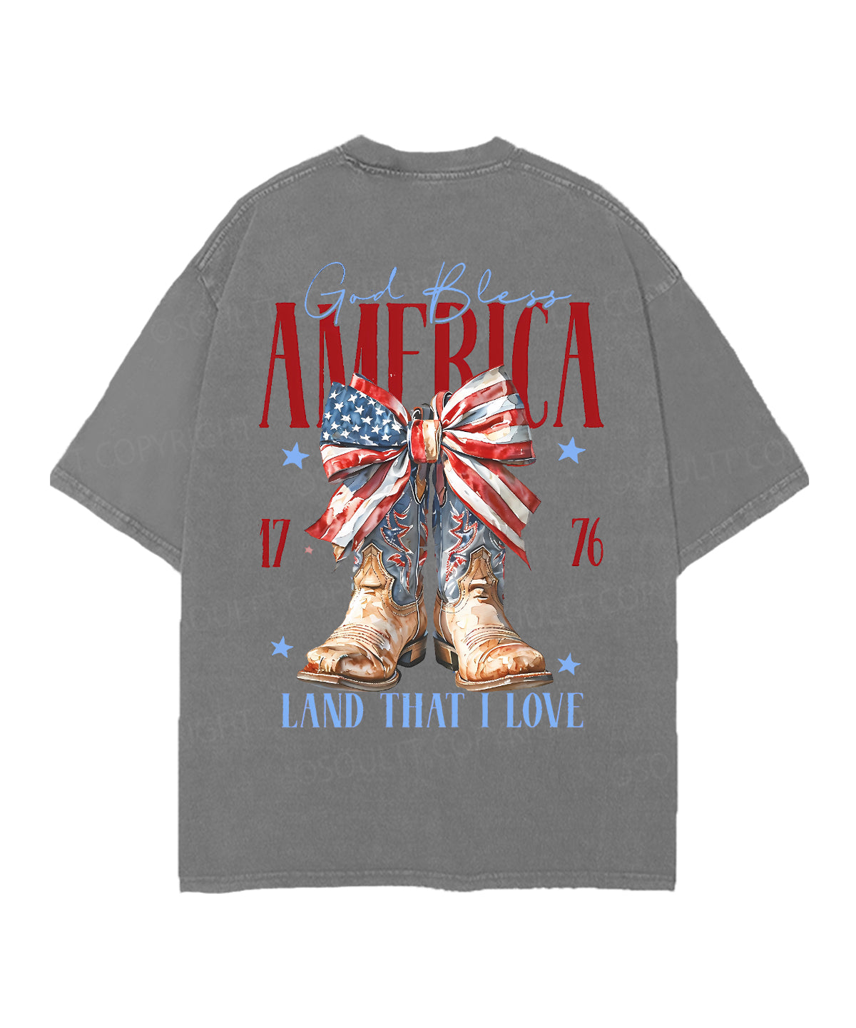 God Bless America Double Sided Unisex Christian Washed T-Shirt & Shorts