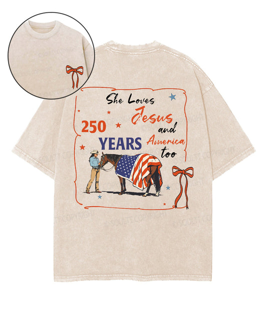 250 Years America Anniversary Double Sided Unisex Washed Christian T-shirt