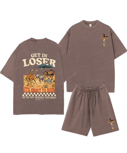 It's About To Rain We're Not Missing This Boat Double Sided Unisex Christian Washed T-Shirt & Shorts
