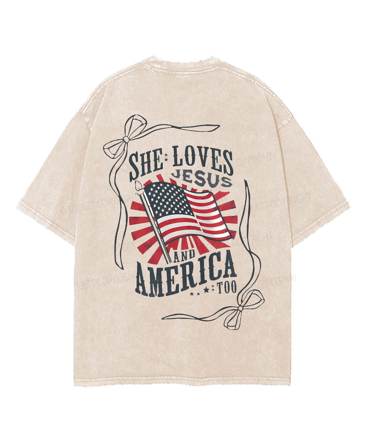 She Loves Jesus And America Too Double Sided Unisex Washed Christian T-shirt
