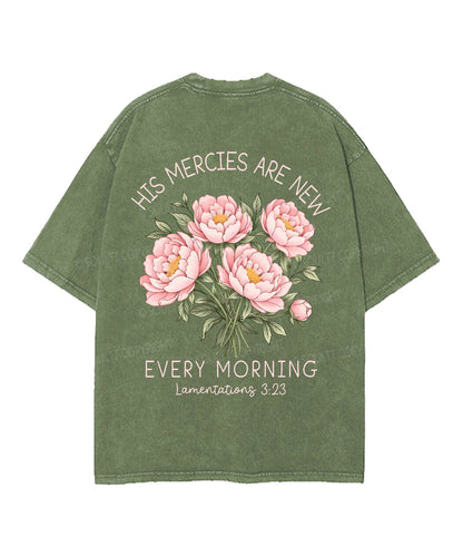 His Mercies Are New Every Morning Double Sided Unisex Washed Christian T-shirt