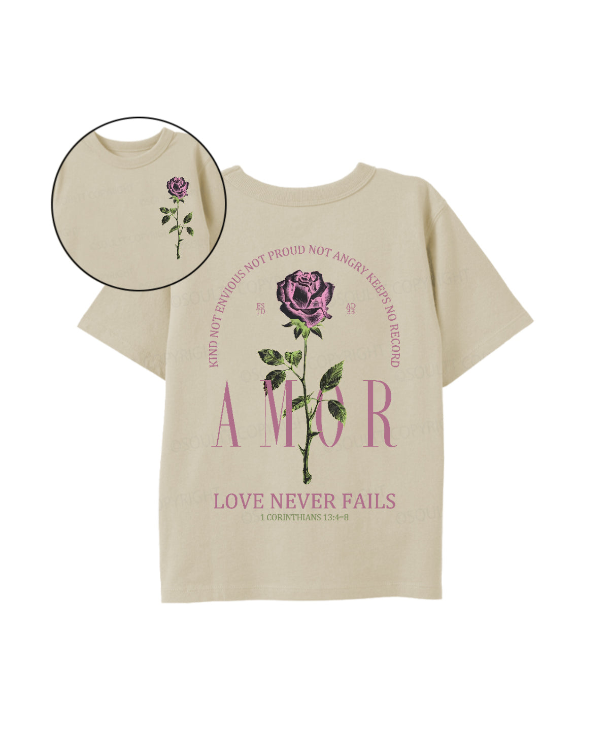 Kids Love Never Fails Double Sided Cotton Christian T-shirt
