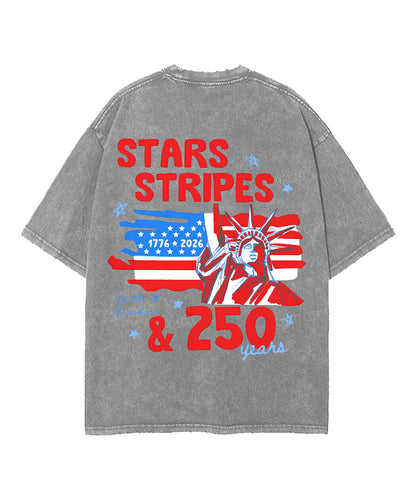 250 Years America Anniversary Double Sided Unisex Washed Christian T-shirt